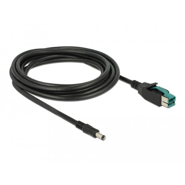 Delock PoweredUSB cable male 12 V > DC 5.5 x 2.1 mm male 3 m for POS printers and terminals