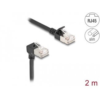 DeLOCK Delock RJ45 Network Cable Cat.6A S/FTP Slim 90° downwards angled / straight 2 m black