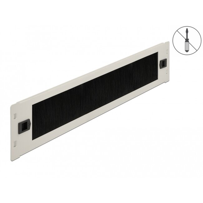 Delock 19″ Cable Management Brush Strip tool free 2U grey