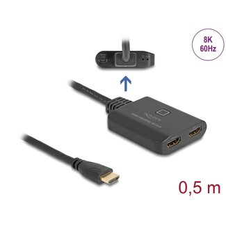DeLOCK Delock HDMI Switch 2 x HDMI in to 1 x HDMI out 8K 60 Hz with integrated cable 50 cm