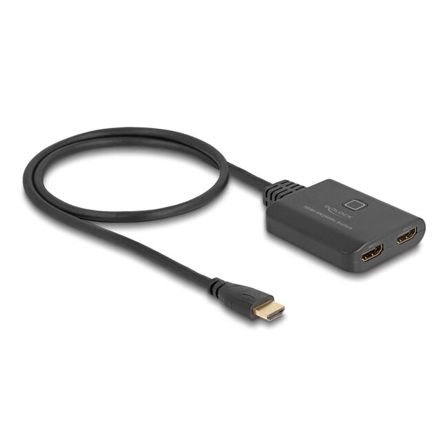 Delock HDMI Switch 2 x HDMI in to 1 x HDMI out 8K 60 Hz with integrated cable 50 cm