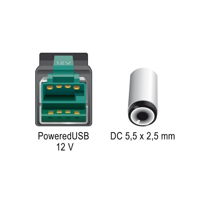 Delock PoweredUSB cable male 12 V to DC 5.5 x 2.5 mm male 3 m