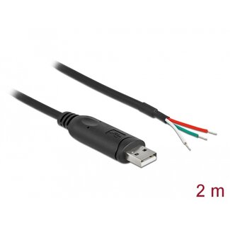 DeLOCK Delock Adapter cable USB 2.0 Type-A to Serial RS-232 with 3 open wires 2 m