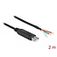Delock Adapter cable USB 2.0 Type-A to Serial RS-232 with 3 open wires 2 m