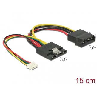 DeLOCK Delock Cable Power SATA 15 pin receptacle > Molex 4 pin male + 4 pin power female