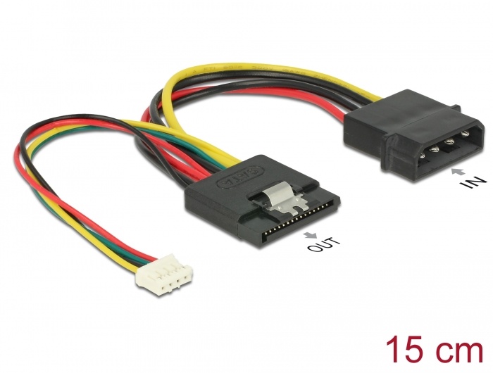 DeLOCK 85673. Snoerlengte: 0,15 m, Aansluiting 1: SATA 15-pin, Aansluiting 1 type: Mannelijk. Type verpakking: Polybag. Producten per pallet: 1 stuk(s)