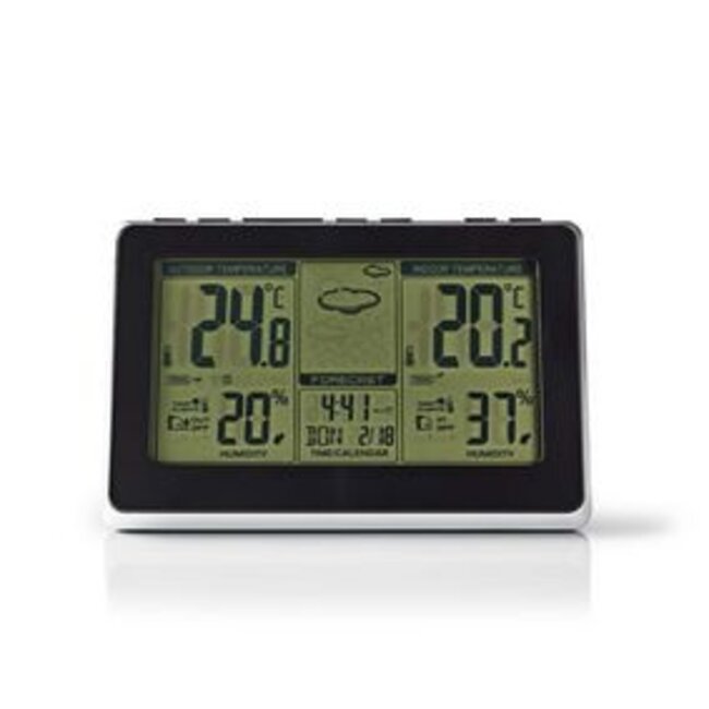 Weerstation | Binnen & Buiten | Inclusief draadloze weersensor | Weersvoorspelling | Tijdweergave | LCD-Scherm | Wekkerfunctie