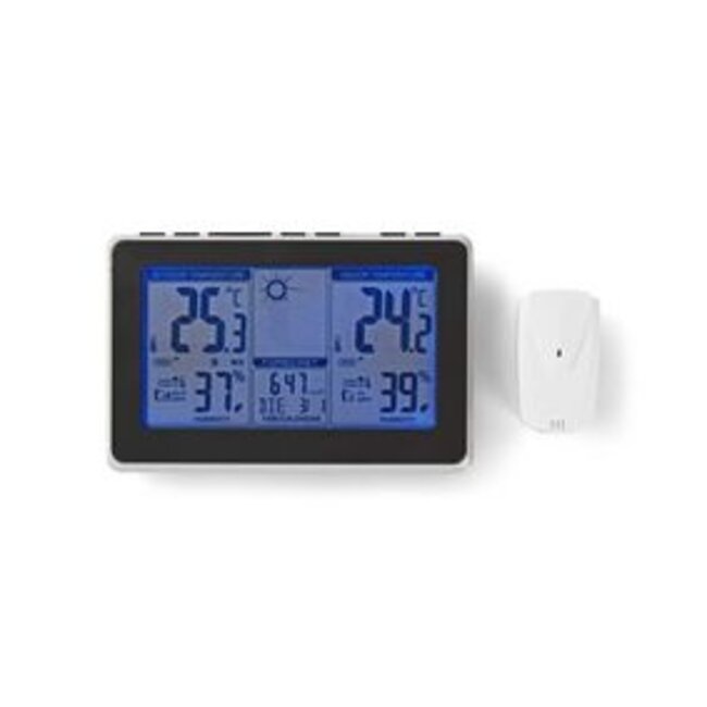 Weerstation | Binnen & Buiten | Inclusief draadloze weersensor | Weersvoorspelling | Tijdweergave | LCD-Scherm | Wekkerfunctie
