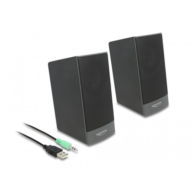 Delock Stereo 2.0 PC Speaker with 3.5 mm stereo jack male and USB powered