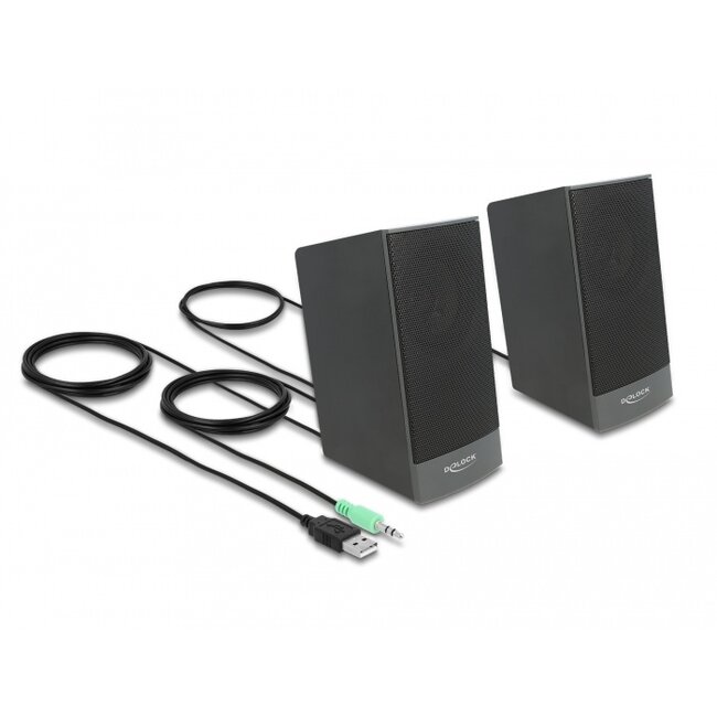 Delock Stereo 2.0 PC Speaker with 3.5 mm stereo jack male and USB powered