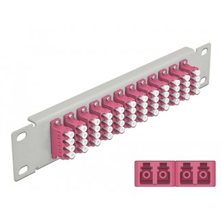 DeLOCK Delock 10″ Fiber Optic Patch Panel 12 Port LC Quad violet 1U grey