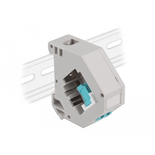 Delock DIN rail Adapter with Keystone LC Duplex female to LC Duplex female aqua