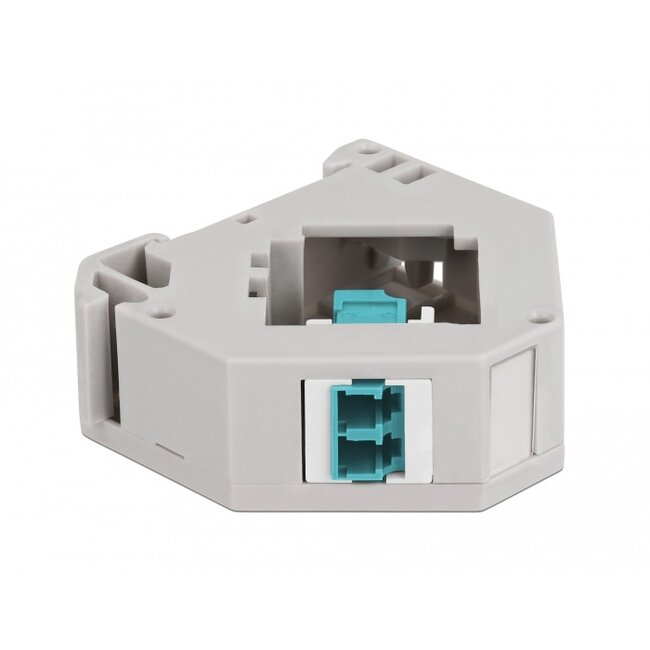 Delock DIN rail Adapter with Keystone LC Duplex female to LC Duplex female aqua