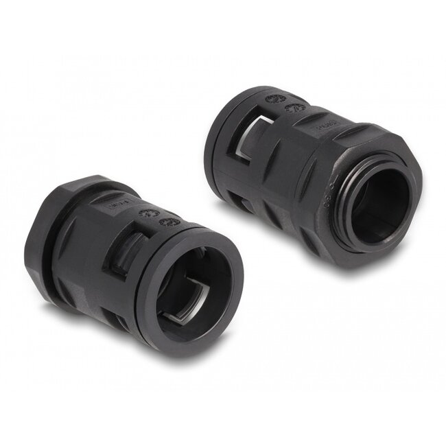 Delock Cable protection sleeve 2 m x 21.2 mm with 2 x PG16 conduit fitting set black