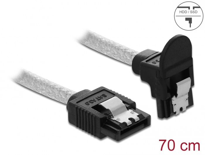 DeLOCK 85347. Lengte snoer: 0,7 m, Aansluiting 1: SATA 7-pin, Aansluiting 2: SATA 7-pin. Aantal per verpakking: 1 stuk(s), Type verpakking: Polybag
