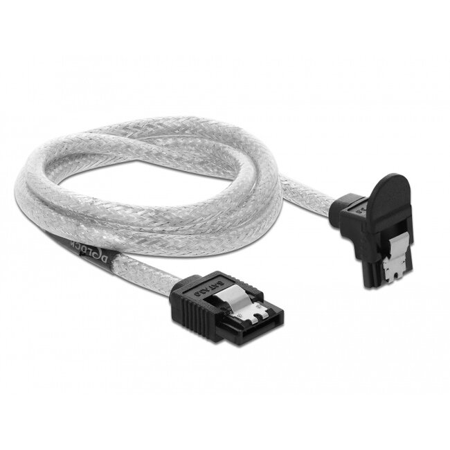 Delock SATA 6 Gb/s Cable straight to downwards angled 70 cm transparent