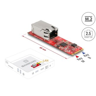 DeLOCK Delock Converter M.2 Key B+M male to 1 x RJ45 2.5 Gigabit LAN port horizontal
