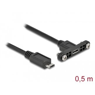 DeLOCK Delock Cable USB 2.0 Micro-B female panel-mount > USB 2.0 Micro-B male 0.5 m