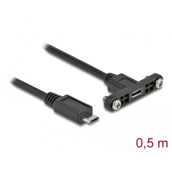 Delock Cable USB 2.0 Micro-B female panel-mount > USB 2.0 Micro-B male 0.5 m