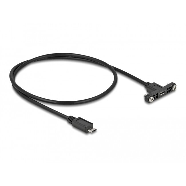 Delock Cable USB 2.0 Micro-B female panel-mount > USB 2.0 Micro-B male 0.5 m