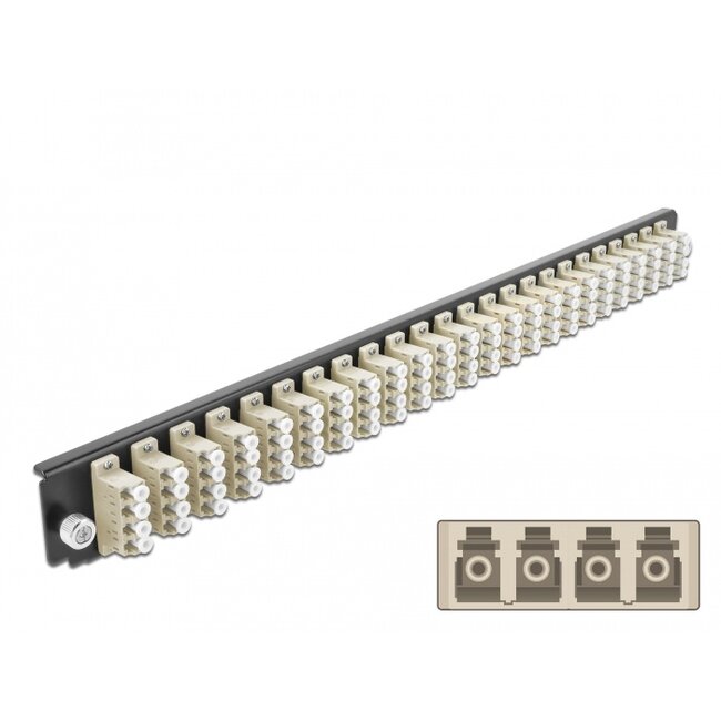 Delock 19″ Splice Box Front Panel 24 port LC Quad beige
