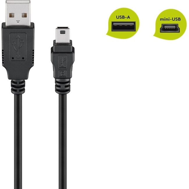 Goobay Mini USB Sync and Charging Cable, Black 1 m