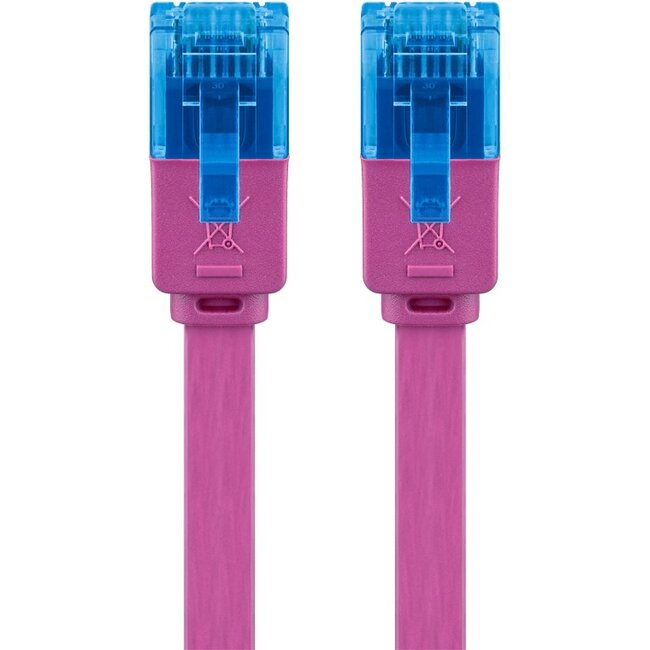 Goobay CAT 6A Flat Patch Cable U/UTP, magenta 0.5 m