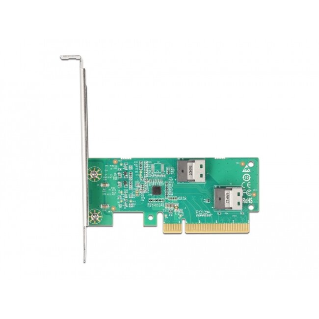 Delock PCI Express 4.0 x8 Card to 2 x internal SFF-8654 4i NVMe - Bifurcation - Low Profile Form Factor