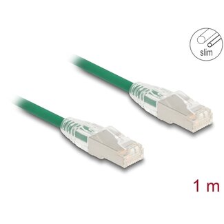 DeLOCK Delock RJ45 Network Cable Cat.6A plug to plug with curved latch U/FTP Slim 1 m green