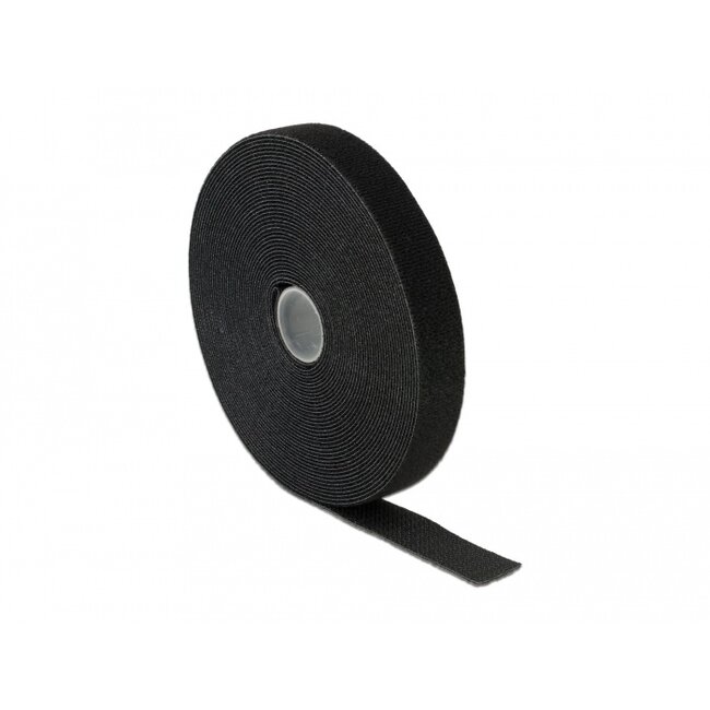 Delock Hook-and-loop tape on roll L 10 m x W 20 mm in box black