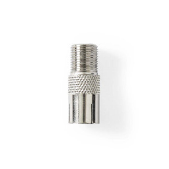 Satelliet- en Antenne-Adapter | F-Female | IEC (Coax) Female | Vernikkeld | 75 Ohm | Recht | Metaal | Zilver | 1 Stuks | Doos