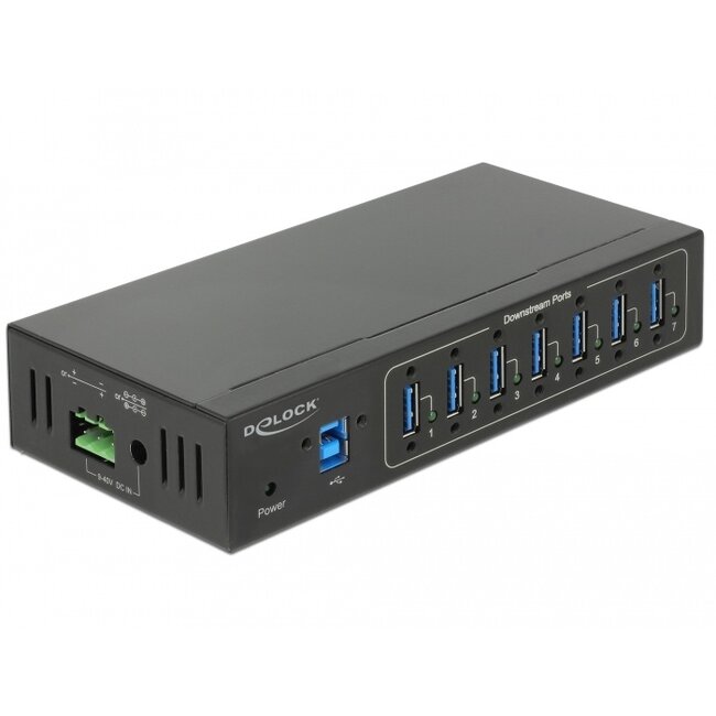 Delock External Industry Hub 7 x USB 3.0 Type-A with 15 kV ESD protection