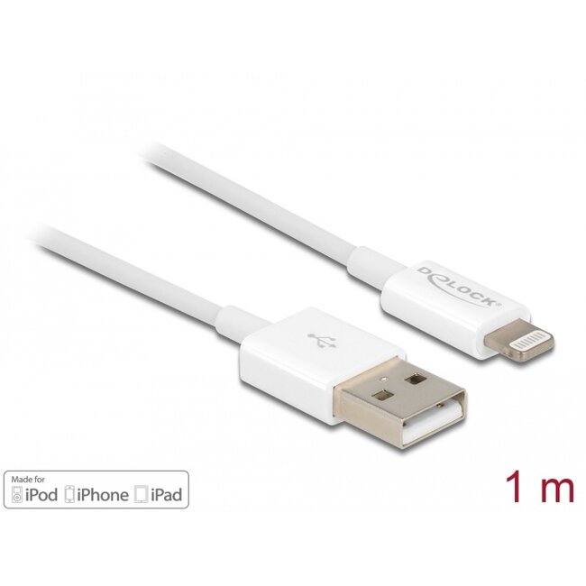Delock USB data and power cable for iPhone™, iPad™, iPod™ white 1 m