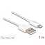 Delock USB data and power cable for iPhone™, iPad™, iPod™ white 1 m