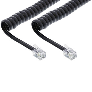 InLine® InLine® Telephone spiraalkabel, RJ10 (4P4C), zwart, 4m