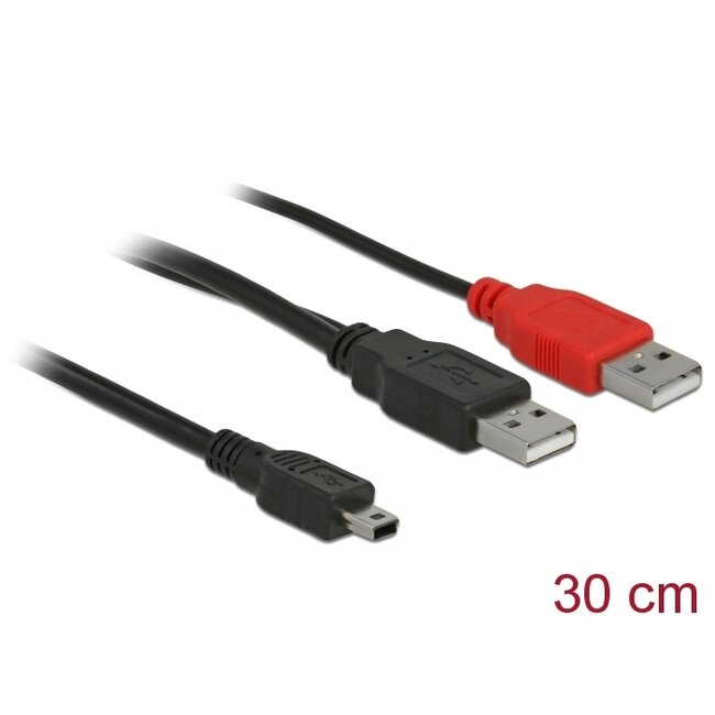 Delock Cable 2 x USB 2.0-A male > USB mini 5-pin