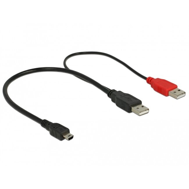 Delock Cable 2 x USB 2.0-A male > USB mini 5-pin
