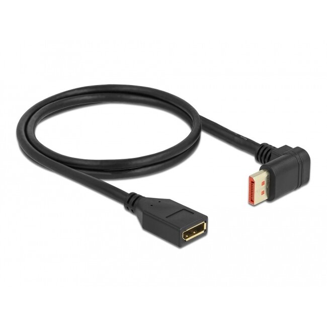 Delock DisplayPort extension cable male 90° upwards angled to female 8K 60 Hz 1 m