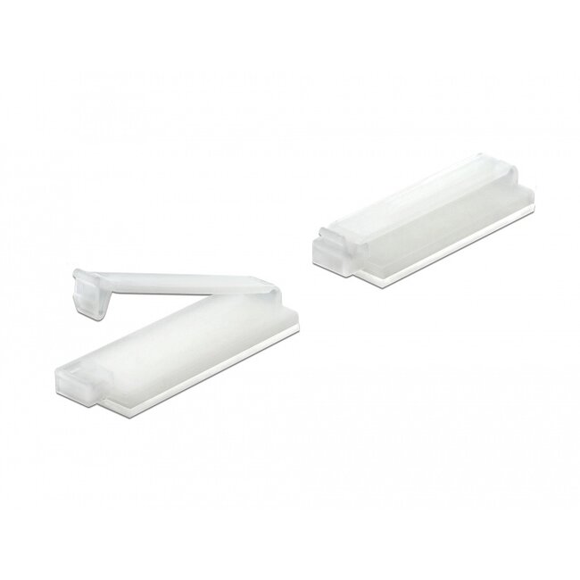 Delock Cable holder with locking clip self-adhesive natural 10 pieces