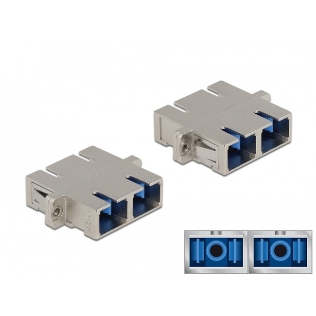 Delock Optical Fiber Coupler SC Duplex female to SC Duplex female Single-mode metal