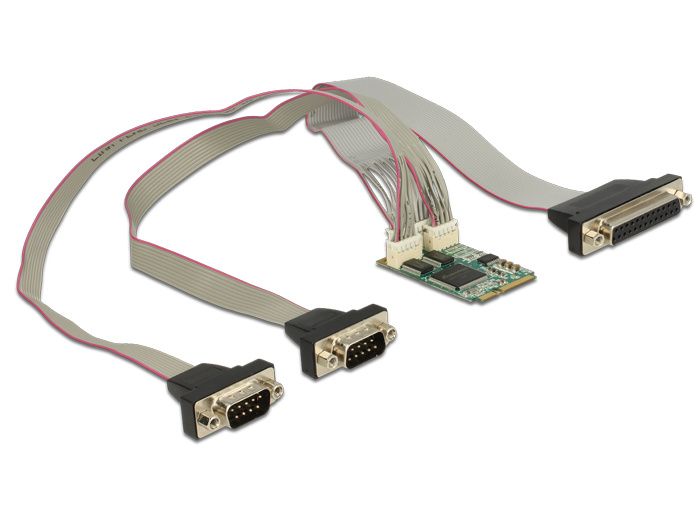 DeLOCK 95246. Hostinterface: Mini PCI Express, Output interface: Parallel, Serie, Soort serieële aansluiting: RS-232. Baud snelheid: 921,6 Kbit/s