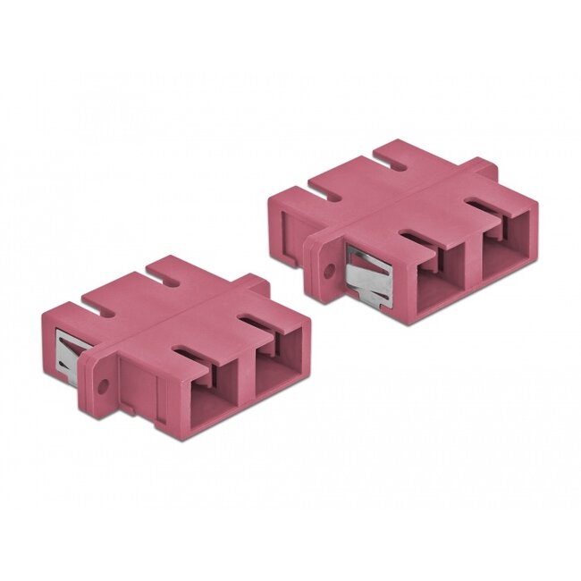 Delock Optical Fiber Coupler SC Duplex female to SC Duplex female Multi-mode 4 pieces violet