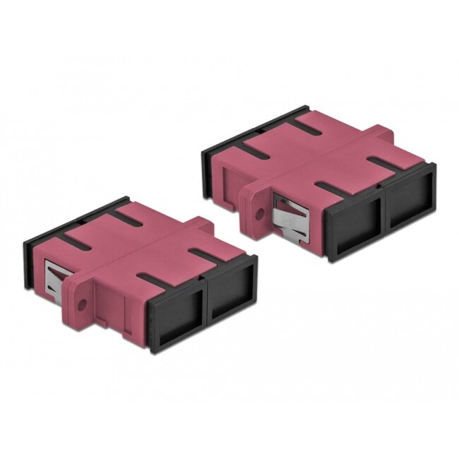 Delock Optical Fiber Coupler SC Duplex female to SC Duplex female Multi-mode 4 pieces violet