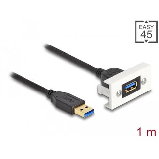 DeLOCK Delock Easy 45 Module SuperSpeed USB (USB 3.2 Gen 1) USB Type-A female to USB Type-A male with pigtail, 22,5 x 45 mm