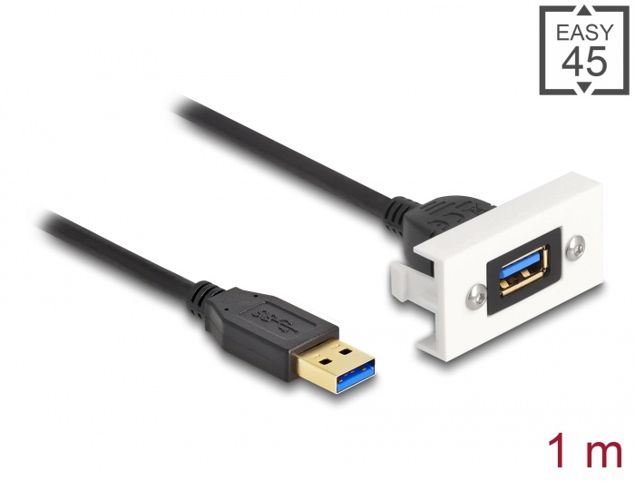 Delock Easy 45 HDMI Modul 90° 22,5 x 45 mm - Aansluiting 1: HDMI A female Aansluiting 2: HDMI A female haaks Resolutie: Maximaal 3840x2160@60Hz Geschikt voor: Moduledrager Easy 45