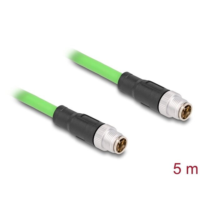 Delock M12 Cable X-coded 8 pin male to male PUR (TPU) 5 m