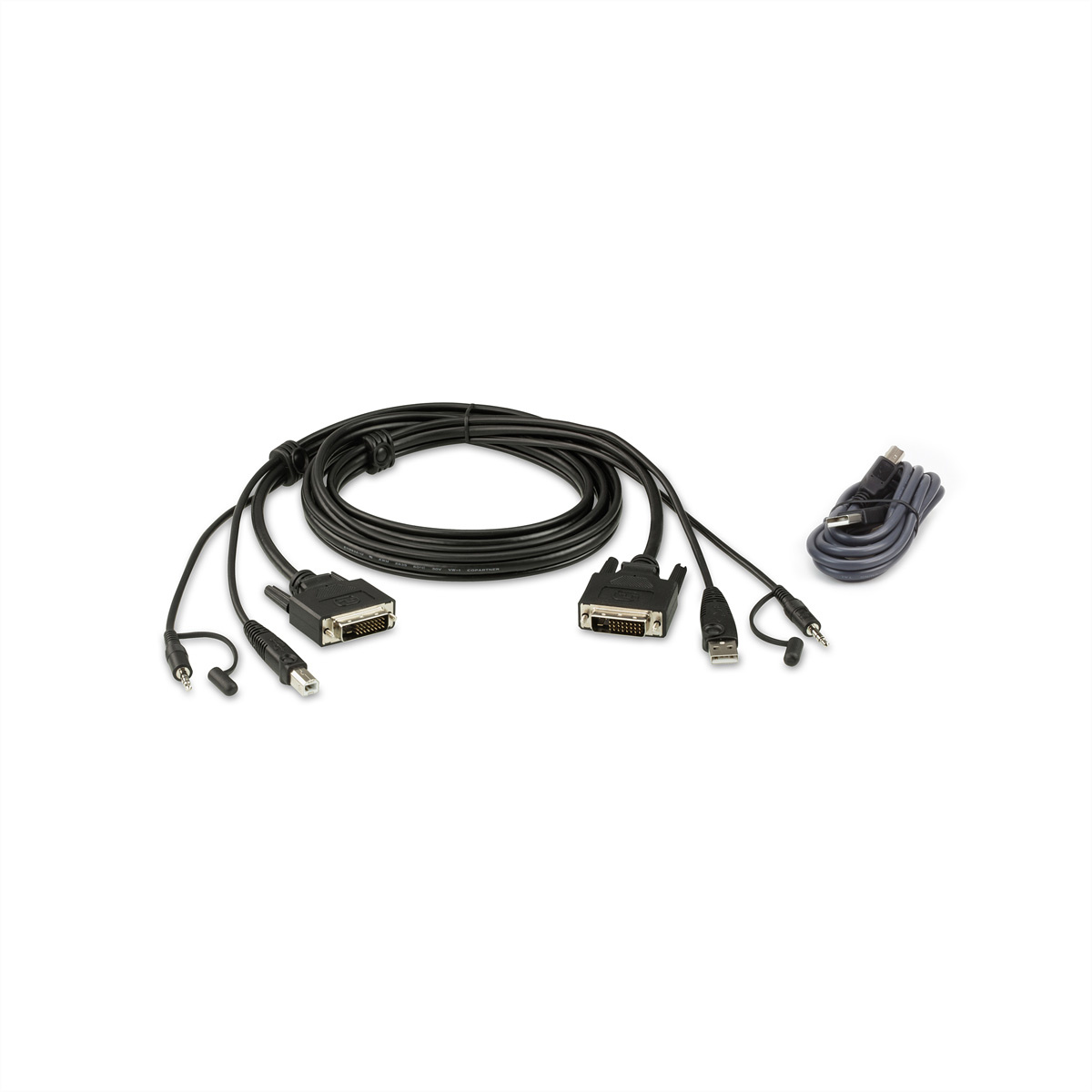 Aten 1.8M USB DVI-D Dubbelvoudige Link Veilige KVM Kabelpakket. Snoerlengte: 1,8 m, Aansluiting video: DVI-D, Kleur van het product: Zwart. Gewicht: 360 g, Gewicht verpakking: 360