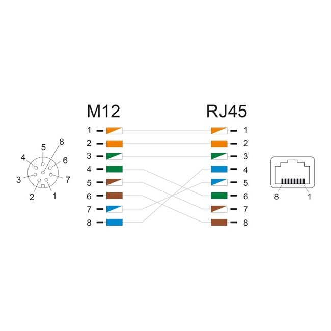Delock M12 Adapter A-coded 8 pin female to RJ45 jack straight