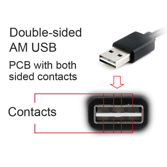 Dubbelzijdige USB-kabel (A/MicroB), 1 m
