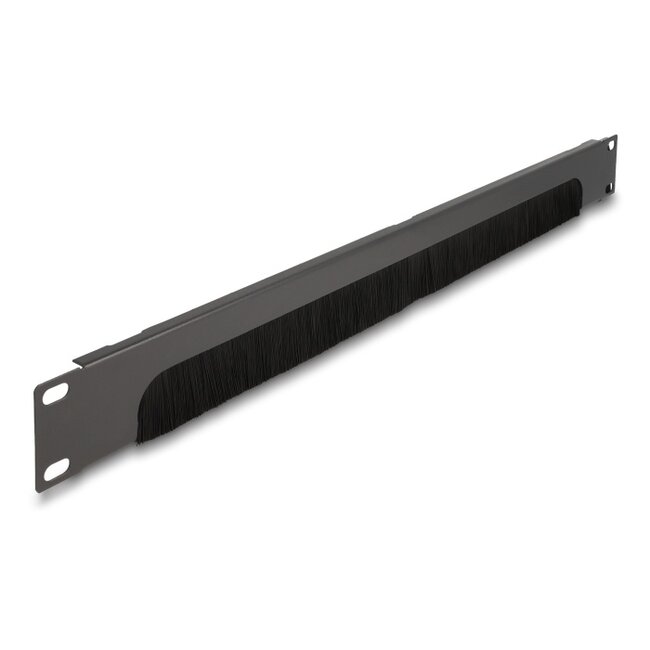 Delock 19″ Cable Management Brush Strip open at the bottom 1U black